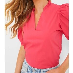 NWT Tuckernuck Hyacinth House Watermelon Ruffle Leigh Blouse XXS